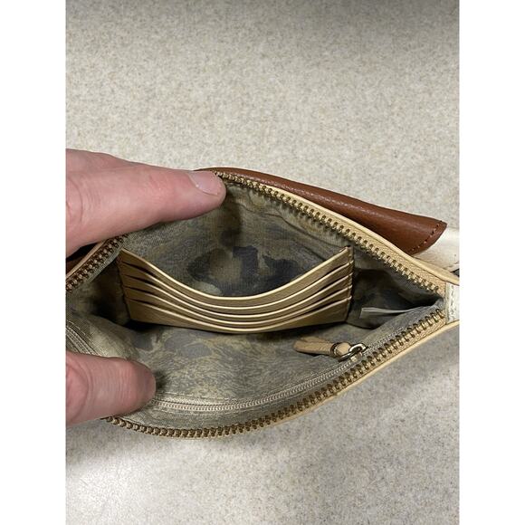 Elliott Lucca Envelope Clutch Wallet Turn Lock Purse Pebbled Color Block Leather - Picture 7 of 12